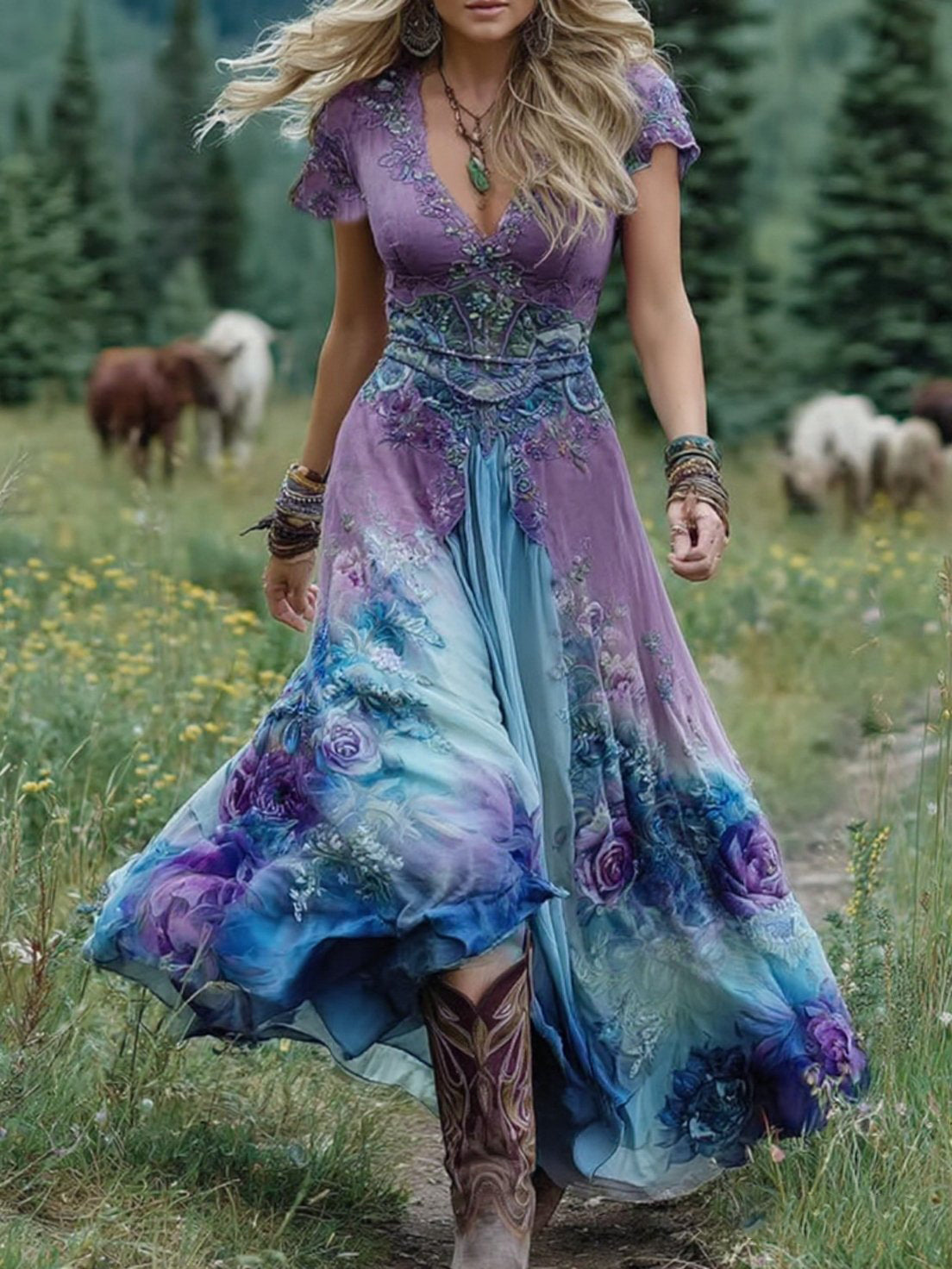 Kelly | Gradient Floral Maxi Dress