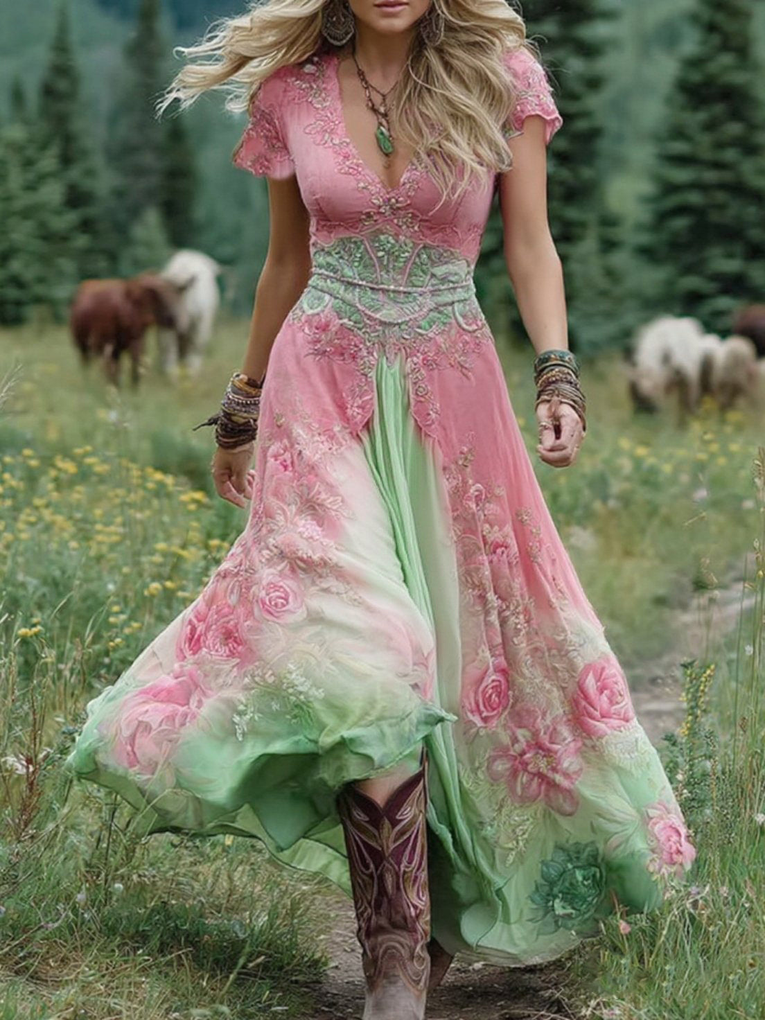 Kelly | Gradient Floral Maxi Dress