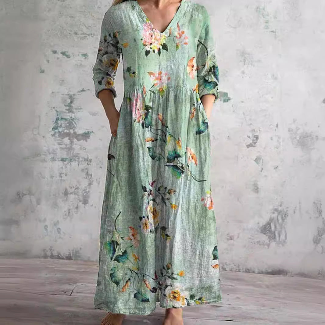 Evie | V-Neck and Floral Pattern Summer Dress