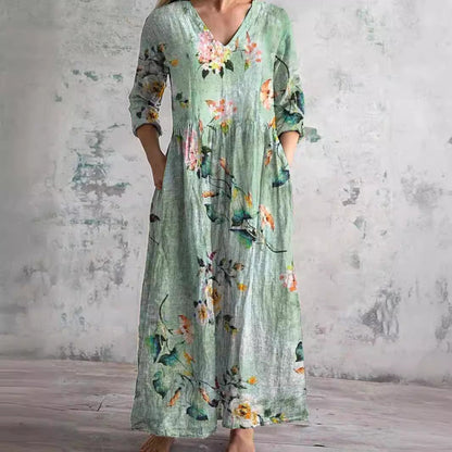 Evie | V-Neck and Floral Pattern Summer Dress