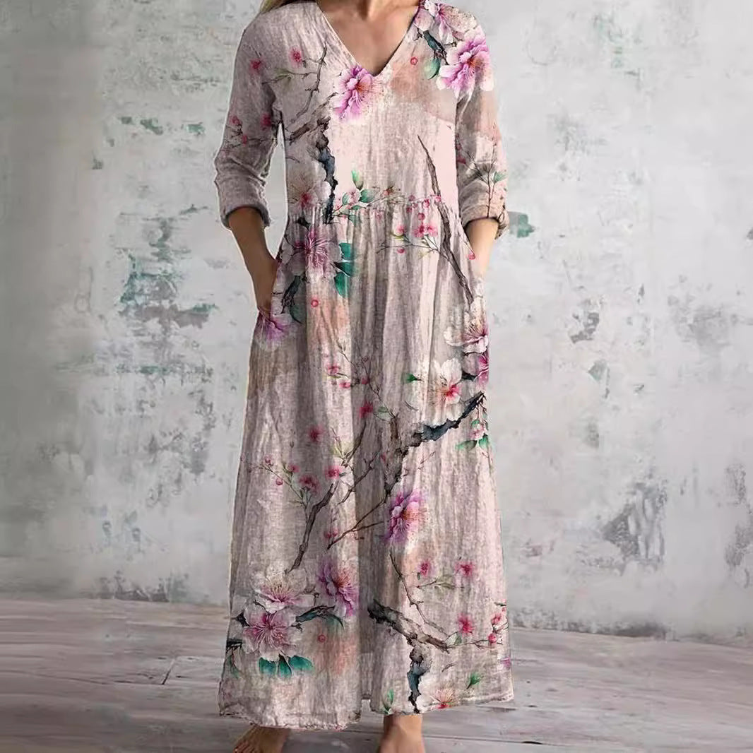 Evie | V-Neck and Floral Pattern Summer Dress