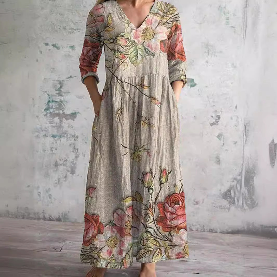 Evie | V-Neck and Floral Pattern Summer Dress