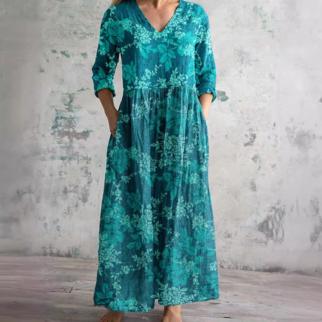 Evie | V-Neck and Floral Pattern Summer Dress
