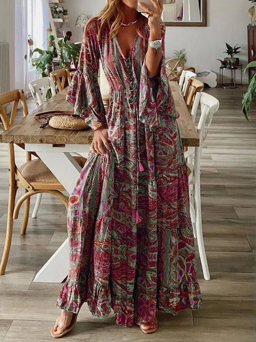 Charlotte | Bohemian V-Neck Maxi Dress