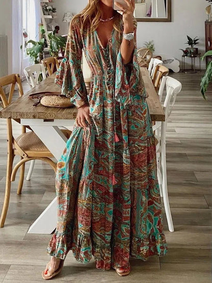 Charlotte | Bohemian V-Neck Maxi Dress