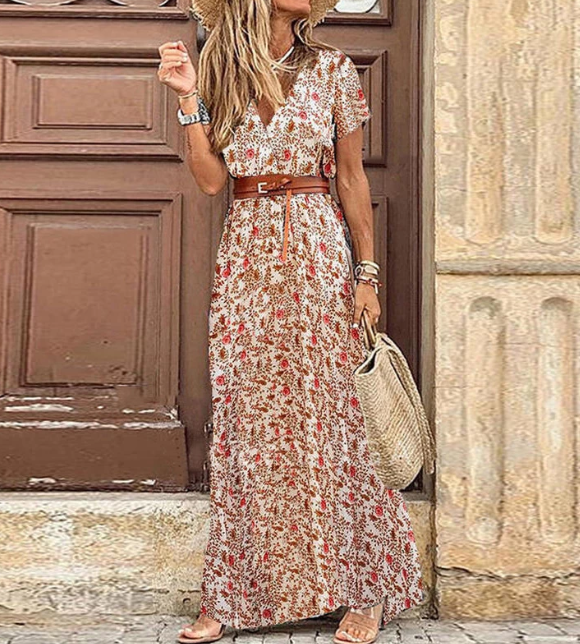 Luna | V-Neck Boho Maxi Dress