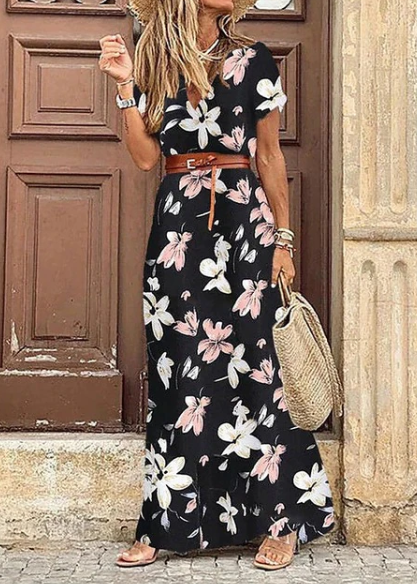 Luna | V-Neck Boho Maxi Dress