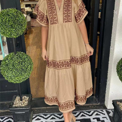 Aria | Boho Embroidered Maxi Dress