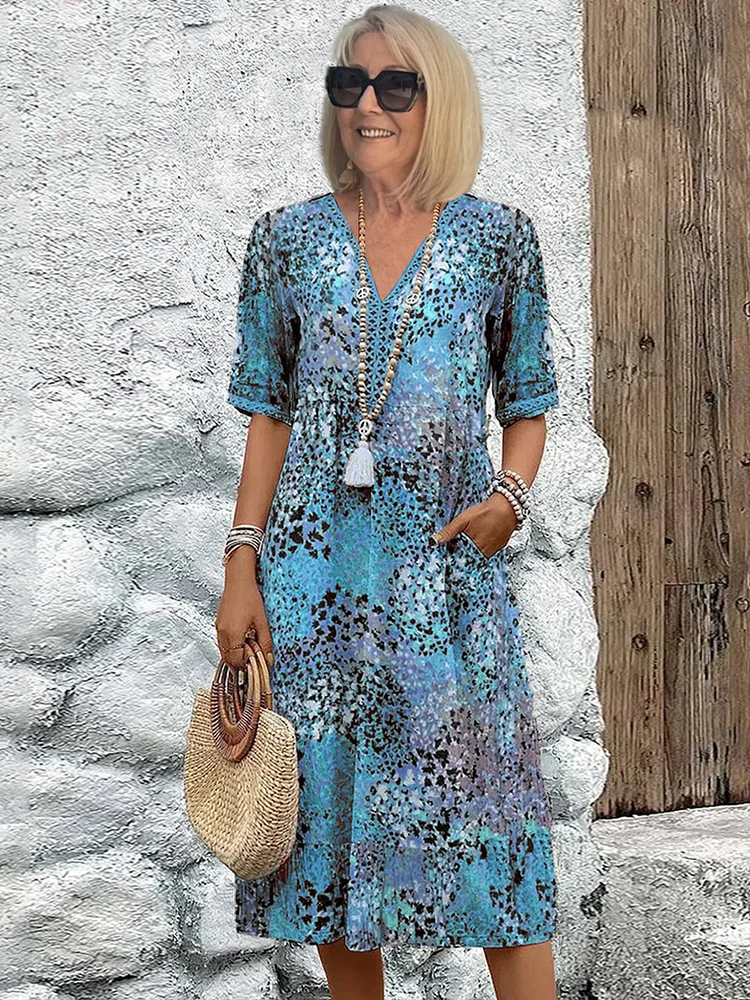 Sofia | Elegant Floral Midi Dress with Tummy Coverage