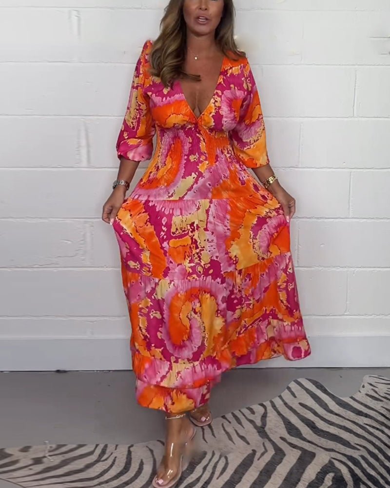Isabel | Stylish Printed Dress with 3/4 Sleeves