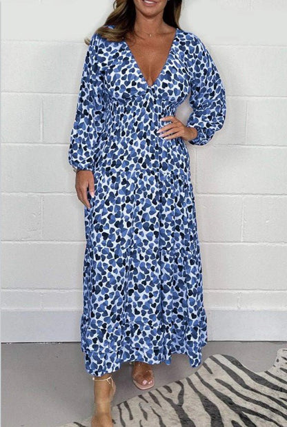 Rysia | Printed Dress with Deep V-Neck