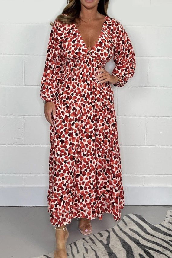 Rysia | Printed Dress with Deep V-Neck