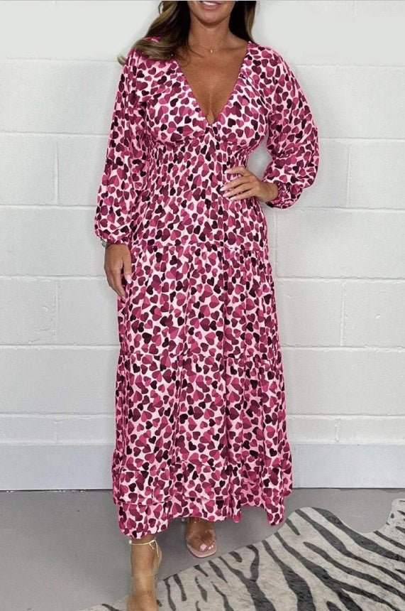 Rysia | Printed Dress with Deep V-Neck